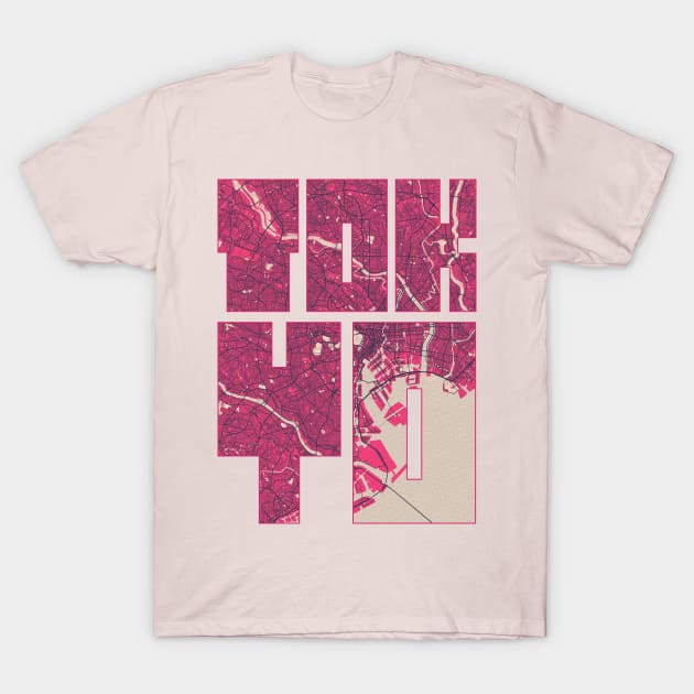 Tokyo, Japan City Map Typography - Blossom T-Shirt by deMAP Studio